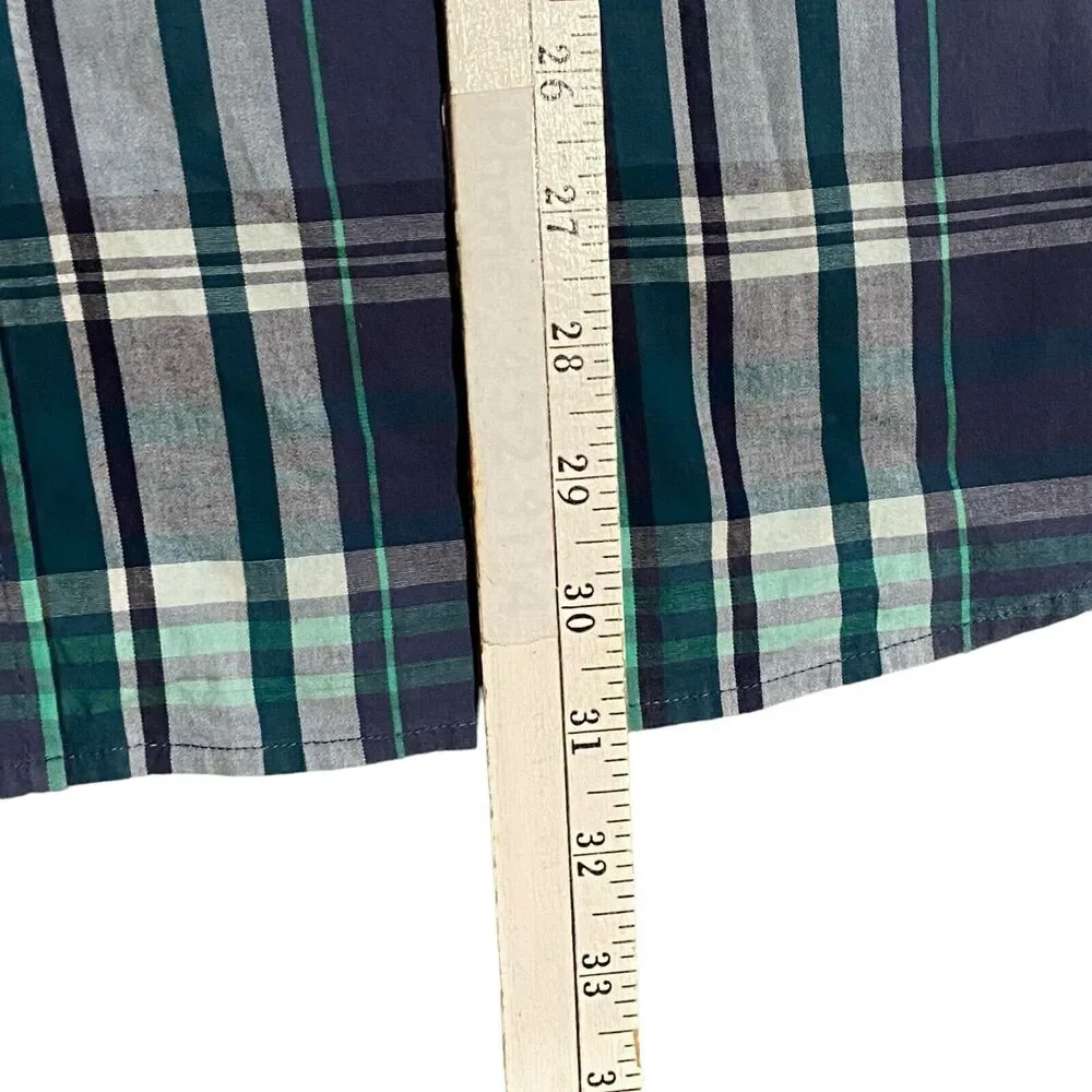 Columbia Mens 2XL Blue Green Plaid Regular Fit Short Sleeve Button Front Shirt‎